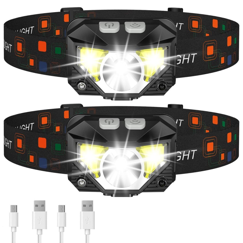 LHKNL Headlamp Flashlight, Lumen Ultra-Light Bright LED Rechargeable Headlight with White Red Light, 2-Pack Waterproof Motion Sensor Head Lamp,8 Modes for Outdoor Camping Running Hiking Fishing LHKNL Headlamp Flashlight, Lumen Ultra-Light Bright LED Rechargeable Headlight with White Red Light, 2-Pack Waterproof Motion Sensor Head Lamp,8 Modes for Outdoor Camping Running Hiking Fishing