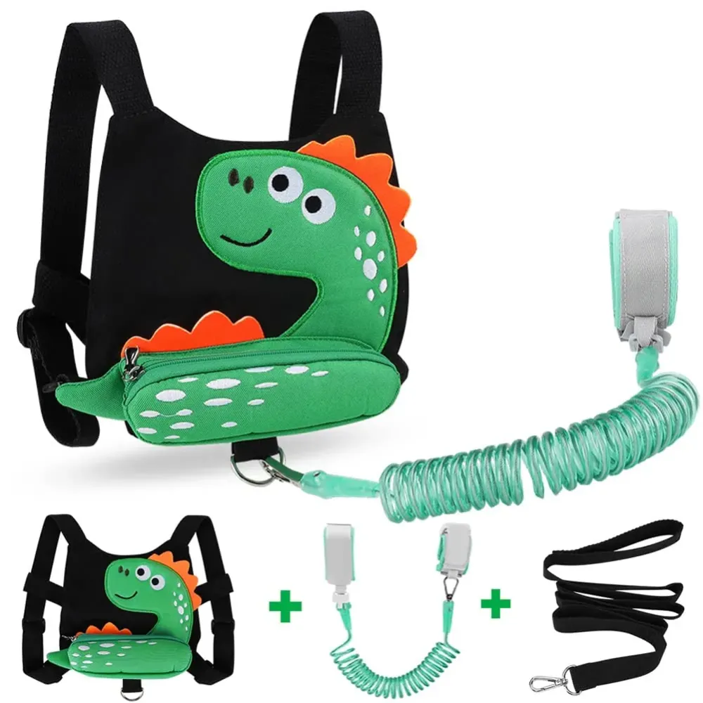3 in 1 Toddler Harness Leash + Baby Anti Lost Wrist Link, Accmor Cute Dinosaur Child Safety Harness Tether, Kids Walking Wristband Assistant Strap Belt for Parent Boys Outdoor Activity (Black) 3 in 1 Toddler Harness Leash + Baby Anti Lost Wrist Link, Accmor Cute Dinosaur Child Safety Harness Tether, Kids Walking Wristband Assistant Strap Belt for Parent Boys Outdoor Activity (Black)