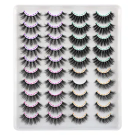 JIMIRE 20 Pairs False Eyelashes 4 Styles Mink Eyelashes Fluffy Pack 3D Volume Faux Mink Cat Eye Lashes Pack