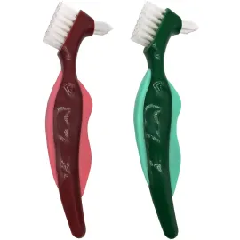 Premium Hard Denture Brush Toothbrush, Cleaning Brush, Multi-Layered Bristles & Portable Denture Double Sided Brush, Denture Care(Pack of 2)
