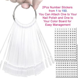 JASSINS 150 Pcs Nail Swatch Sticks with Ring and Number posted, Clear Fan-shaped Nail Art Polish Practice Display Tips Nail Sample Sticks, Nail Practice Color Display Polish Board JASSINS 150 Pcs Nail Swatch Sticks with Ring and Number posted, Clear Fan-shaped Nail Art Polish Practice Display Tips Nail Sample Sticks, Nail Practice Color Display Polish Board