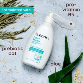 Aveeno Calm + Restore Oat Repairing Body Lotion for Sensitive Skin, Daily Moisturizer with Prebiotic Oat, Aloe & Pro-Vitamin B5 Helps Restore Skin\'s Moisture Barrier, Fragrance Free, 12 oz Aveeno Calm + Restore Oat Repairing Body Lotion for Sensitive Skin, Daily Moisturizer with Prebiotic Oat, Aloe & Pro-Vitamin B5 Helps Restore Skin\'s Moisture Barrier, Fragrance Free, 12 oz