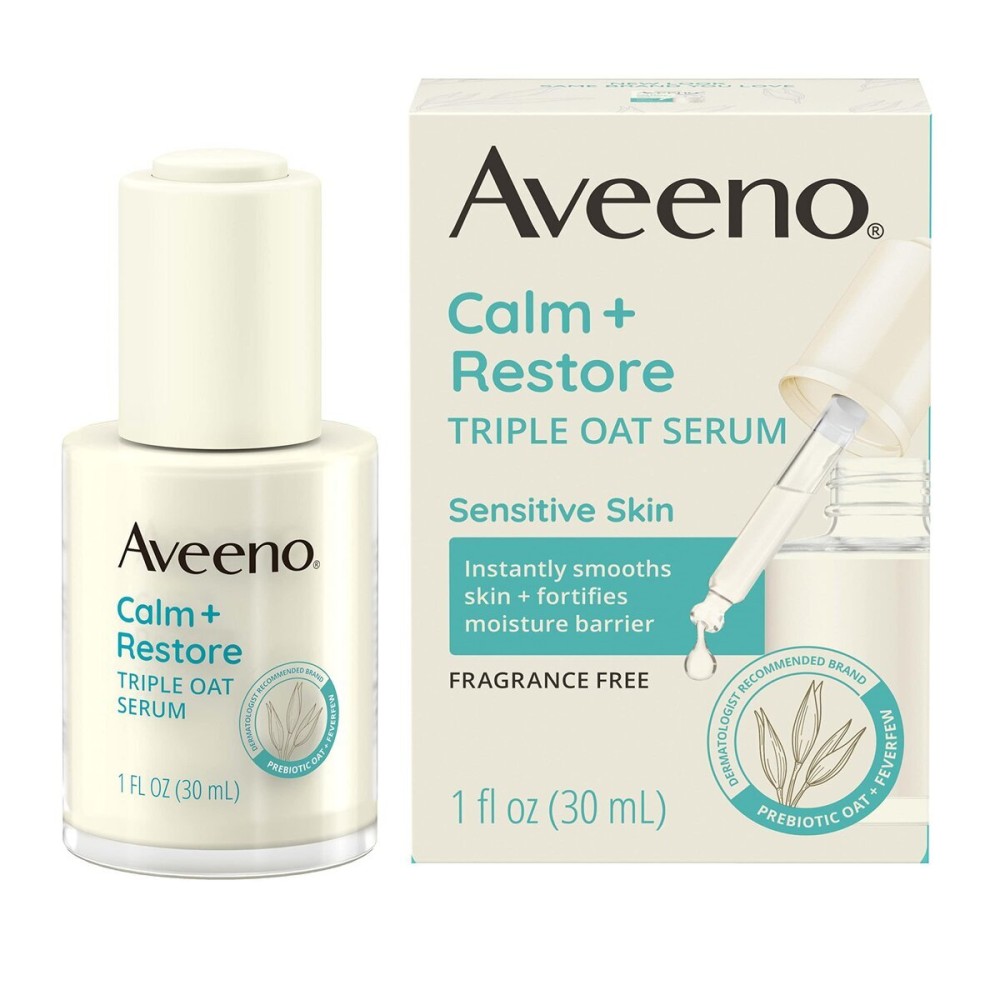 Aveeno Calm + Restore Triple Oat Hydrating Face Serum for Sensitive Skin, Gentle, Lightweight Facial Serum Instantly Smooths Skin, Fast-Absorbing, Hypoallergenic & Fragrance-Free, 1 fl. oz Aveeno Calm + Restore Triple Oat Hydrating Face Serum for Sensitive Skin, Gentle, Lightweight Facial Serum Instantly Smooths Skin, Fast-Absorbing, Hypoallergenic & Fragrance-Free, 1 fl. oz