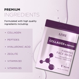 Azure Cosmetics Collagen & Peptides Lifting Facial Sheet - Restoring, Smoothing & Moisturizing Face Mask - Helps Reduce Fine Lines & Wrinkles, Smooths & Repairs - Skin Care Made in Korea - Pack of 5 Azure Cosmetics Collagen & Peptides Lifting Facial Sheet - Restoring, Smoothing & Moisturizing Face Mask - Helps Reduce Fine Lines & Wrinkles, Smooths & Repairs - Skin Care Made in Korea - Pack of 5