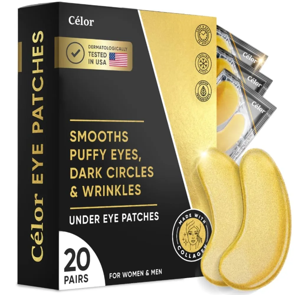 Under Eye Patches (20 Pairs) - Eye Patches For Puffy Eyes And Dark Circles - Under Eye Mask For Beauty & Personal Care - Under Eye Mask Amino Acid & Collagen For Dark Circles And Puffiness by Celor Under Eye Patches (20 Pairs) - Eye Patches For Puffy Eyes And Dark Circles - Under Eye Mask For Beauty & Personal Care - Under Eye Mask Amino Acid & Collagen For Dark Circles And Puffiness by Celor