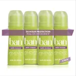 Ban Invisible Roll-on Antiperspirant Deodorant for Women and Men, 24-hour Underarm Odor & Sweat Protection, Satin Breeze, 3.5 Oz, Pack of 4