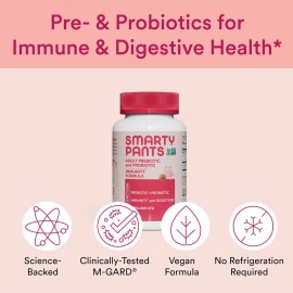 SmartyPants Adult Probiotic & Prebiotic Gummies for Digestive Health: 6 Billion CFU Gut Health Supplement, Clinically Studied Prebiotic for Immune Support, Strawberry, 60 Count (30 Day Supply) SmartyPants Adult Probiotic & Prebiotic Gummies for Digestive Health: 6 Billion CFU Gut Health Supplement, Clinically Studied Prebiotic for Immune Support, Strawberry, 60 Count (30 Day Supply)
