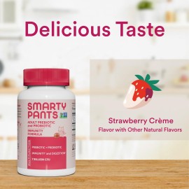 SmartyPants Adult Probiotic & Prebiotic Gummies for Digestive Health: 6 Billion CFU Gut Health Supplement, Clinically Studied Prebiotic for Immune Support, Strawberry, 60 Count (30 Day Supply) SmartyPants Adult Probiotic & Prebiotic Gummies for Digestive Health: 6 Billion CFU Gut Health Supplement, Clinically Studied Prebiotic for Immune Support, Strawberry, 60 Count (30 Day Supply)