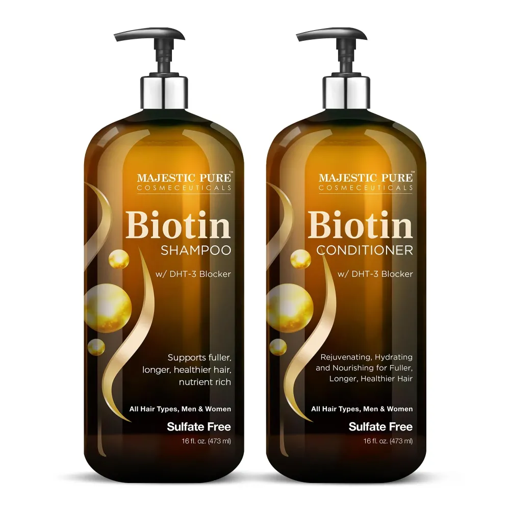MAJESTIC PURE Biotin Shampoo and Conditioner Set with DHT Blocker Complex - Hydrating, Nourishing & Supporting Healthy Hair, Sulfate Free, for Men & Women - 16 fl oz each MAJESTIC PURE Biotin Shampoo and Conditioner Set with DHT Blocker Complex - Hydrating, Nourishing & Supporting Healthy Hair, Sulfate Free, for Men & Women - 16 fl oz each