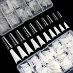 FEBSNOW 1000 PCS French Coffin Ballerina Nail Tips Acrylic Nails Artificial Half False Flake Nail Tips 10 sizes with Clear Plastic Cases for Nail Salon Nail Shop DIY Nail Art Ballerina Nails