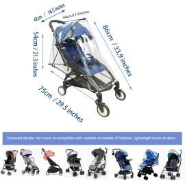 Stroller Rain Cover Universal Stroller Cover for Toddler Umbrella Stroller,Compact Travel Stroller,LLUFO Waterproof Snow Wind Weather Shield,Food Grade EVA No Odor