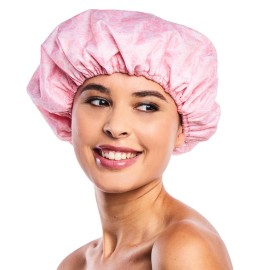 Reusable Nylon Shower Cap & Bath Cap, Reversible Oversized Waterproof Shower Caps Large Designed for all Hair Lengths w Terry Lining & Elastic Band Stretch Hem Hair Hat - Socialite Pretty in Pink Lace Reusable Nylon Shower Cap & Bath Cap, Reversible Oversized Waterproof Shower Caps Large Designed for all Hair Lengths w Terry Lining & Elastic Band Stretch Hem Hair Hat - Socialite Pretty in Pink Lace