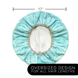 Reusable Nylon Shower Cap & Bath Cap, Reversible Oversized Waterproof Shower Caps Large Designed for all Hair Lengths w Terry Lining & Elastic Band Stretch Hem Hair Hat - Socialite Mint To Be Reusable Nylon Shower Cap & Bath Cap, Reversible Oversized Waterproof Shower Caps Large Designed for all Hair Lengths w Terry Lining & Elastic Band Stretch Hem Hair Hat - Socialite Mint To Be