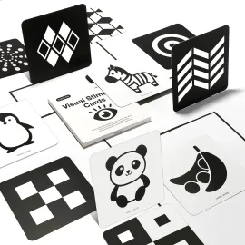 beiens High Contrast Baby Flashcards, Newborn Brain Development Toys, Visual Stimulation Learning Activity Cards, Black and White Baby Toy, 20 PCs 40 Pages 5.5\'\' x 5.5\'\' Educational Easter Infant Gift