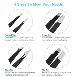 UUBAAR 6 PCS Professional Tweezers Set - Stainless Steel Precision Tweezer Kit for Eyebrows, Facial Hair, Ingrown Hair & Splinter Removal with Travel Case (Black) UUBAAR 6 PCS Professional Tweezers Set - Stainless Steel Precision Tweezer Kit for Eyebrows, Facial Hair, Ingrown Hair & Splinter Removal with Travel Case (Black)