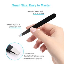 UUBAAR 6 PCS Professional Tweezers Set - Stainless Steel Precision Tweezer Kit for Eyebrows, Facial Hair, Ingrown Hair & Splinter Removal with Travel Case (Black) UUBAAR 6 PCS Professional Tweezers Set - Stainless Steel Precision Tweezer Kit for Eyebrows, Facial Hair, Ingrown Hair & Splinter Removal with Travel Case (Black)