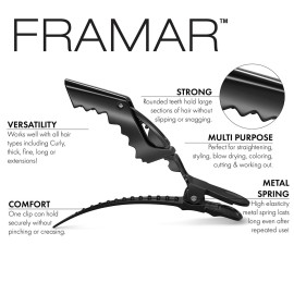 FRAMAR Black Alligator Clips For Hair Styling 10 Pack - Professional Alligator Hair Clips For Women, Hair Clip For Women, Black Hair Clips For Styling - Firm Hold Without Slipping FRAMAR Black Alligator Clips For Hair Styling 10 Pack - Professional Alligator Hair Clips For Women, Hair Clip For Women, Black Hair Clips For Styling - Firm Hold Without Slipping