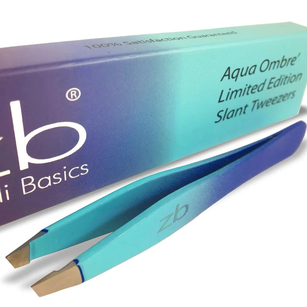 Zizzili Basics Tweezers - Limited Edition Aqua Ombr Slant Tweezer - Best Tweezers for Eyebrow, Hair Removal and Your Precision Needs Zizzili Basics Tweezers - Limited Edition Aqua Ombr Slant Tweezer - Best Tweezers for Eyebrow, Hair Removal and Your Precision Needs