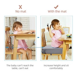 Toddler Booster Seat for Dining Table, PU Washable Double Safe Straps Non-Slip Bottom Booster Seat Dining Toddler, Portable Travel Increasing Cushion (Grey) Toddler Booster Seat for Dining Table, PU Washable Double Safe Straps Non-Slip Bottom Booster Seat Dining Toddler, Portable Travel Increasing Cushion (Grey)