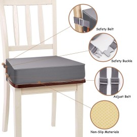 Toddler Booster Seat for Dining Table, PU Washable Double Safe Straps Non-Slip Bottom Booster Seat Dining Toddler, Portable Travel Increasing Cushion (Grey) Toddler Booster Seat for Dining Table, PU Washable Double Safe Straps Non-Slip Bottom Booster Seat Dining Toddler, Portable Travel Increasing Cushion (Grey)