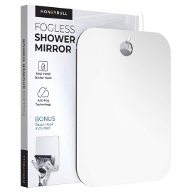 HONEYBULL Shower Mirror Fogless for Shaving - Flat Anti Fog Mirror with Razor Holder for Shower, Mirrors, Shower Accessories, Bathroom Mirror & Accessories, Holds Razors for Men (Large 8x10in) HONEYBULL Shower Mirror Fogless for Shaving - Flat Anti Fog Mirror with Razor Holder for Shower, Mirrors, Shower Accessories, Bathroom Mirror & Accessories, Holds Razors for Men (Large 8x10in)