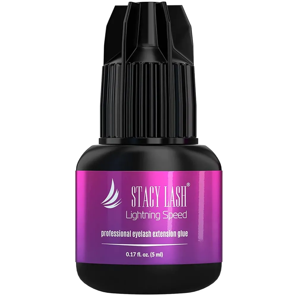 Lightning Speed Eyelash Extensions Glue - Stacy Lash 5ml /0.17 fl.oz / 0.3 Sec Dry/Retention - 6-8 Weeks/Black Adhesive/Professional Supplies