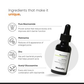 Minimalist 10% Niacinamide Serum for Acne Control & Oil Balancing with Zinc | Pore Minimizer for Face | Clears Acne Marks & Blemishes for Even Skin Tone | For Women & Men | 1 Fl Oz / 30 ml Minimalist 10% Niacinamide Serum for Acne Control & Oil Balancing with Zinc | Pore Minimizer for Face | Clears Acne Marks & Blemishes for Even Skin Tone | For Women & Men | 1 Fl Oz / 30 ml