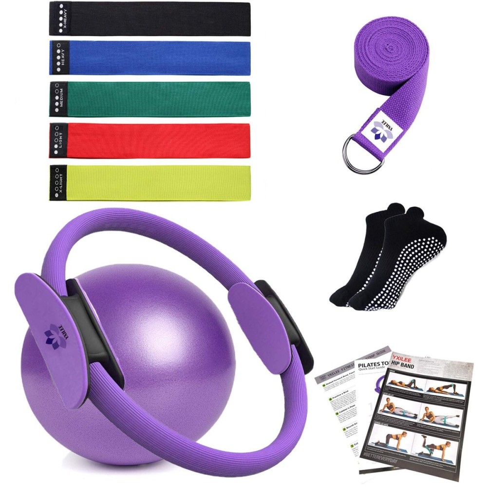 YXILEE Pilates Ring Circle Set - Workout at Home Workout Equipment Women - Booty Bands Stretching Equipment Pilates Mini Exercise Ball for Legs Arms and Thighs YXILEE Pilates Ring Circle Set - Workout at Home Workout Equipment Women - Booty Bands Stretching Equipment Pilates Mini Exercise Ball for Legs Arms and Thighs