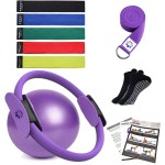 YXILEE Pilates Ring Circle Set - Workout at Home Workout Equipment Women - Booty Bands Stretching Equipment Pilates Mini Exercise Ball for Legs Arms and Thighs