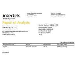 Glycine Supplement - 1,000mg Glycine Powder per Serving (300 Capsules) The Relaxing Amino Acid (Glicina) (Third Party Tested, Gluten Free, Non-GMO) by Double Wood Glycine Supplement - 1,000mg Glycine Powder per Serving (300 Capsules) The Relaxing Amino Acid (Glicina) (Third Party Tested, Gluten Free, Non-GMO) by Double Wood