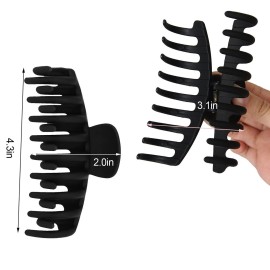2 Pack Big Hair Claw Clips Nonslip Large Claw Clip for Women and Girls Hair,Strong Hold Grips Hair Accessories 4 Inch (Black) 2 Pack Big Hair Claw Clips Nonslip Large Claw Clip for Women and Girls Hair,Strong Hold Grips Hair Accessories 4 Inch (Black)