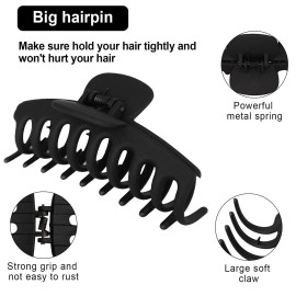 2 Pack Big Hair Claw Clips Nonslip Large Claw Clip for Women and Girls Hair,Strong Hold Grips Hair Accessories 4 Inch (Black) 2 Pack Big Hair Claw Clips Nonslip Large Claw Clip for Women and Girls Hair,Strong Hold Grips Hair Accessories 4 Inch (Black)