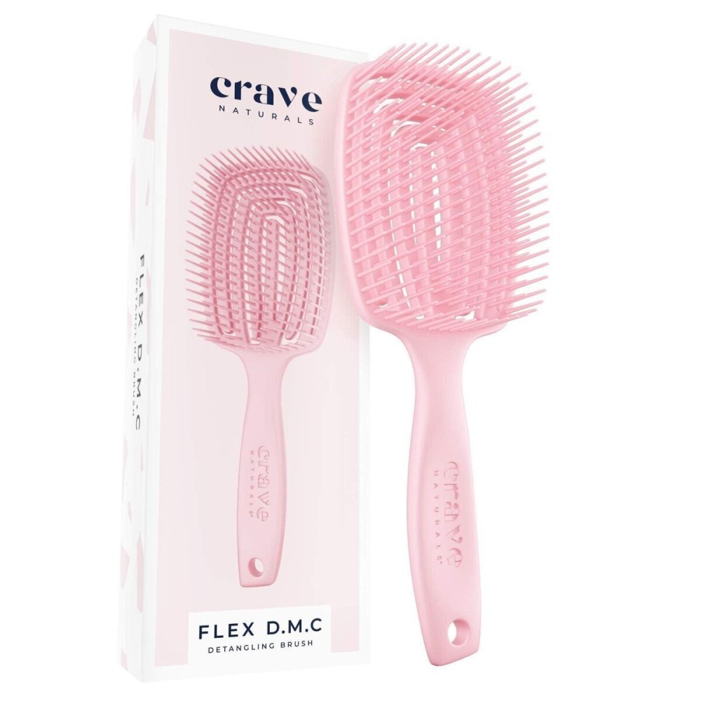 Crave Naturals FLEX DMC Detangling Brush for Thick Hair - Glide Thru Detangling Brush - Hair Brush Detangler for All Hair Types - Flexible Layers Square Paddle Hairbrush - Pink - Comfort Grip Crave Naturals FLEX DMC Detangling Brush for Thick Hair - Glide Thru Detangling Brush - Hair Brush Detangler for All Hair Types - Flexible Layers Square Paddle Hairbrush - Pink - Comfort Grip
