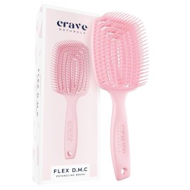 Crave Naturals FLEX DMC Detangling Brush for Thick Hair - Glide Thru Detangling Brush - Hair Brush Detangler for All Hair Types - Flexible Layers Square Paddle Hairbrush - Pink - Comfort Grip