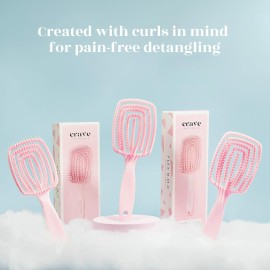 Crave Naturals FLEX DMC Detangling Brush for Thick Hair - Glide Thru Detangling Brush - Hair Brush Detangler for All Hair Types - Flexible Layers Square Paddle Hairbrush - Pink - Comfort Grip Crave Naturals FLEX DMC Detangling Brush for Thick Hair - Glide Thru Detangling Brush - Hair Brush Detangler for All Hair Types - Flexible Layers Square Paddle Hairbrush - Pink - Comfort Grip