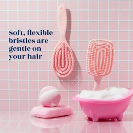 Crave Naturals FLEX DMC Detangling Brush for Thick Hair - Glide Thru Detangling Brush - Hair Brush Detangler for All Hair Types - Flexible Layers Square Paddle Hairbrush - Pink - Comfort Grip Crave Naturals FLEX DMC Detangling Brush for Thick Hair - Glide Thru Detangling Brush - Hair Brush Detangler for All Hair Types - Flexible Layers Square Paddle Hairbrush - Pink - Comfort Grip