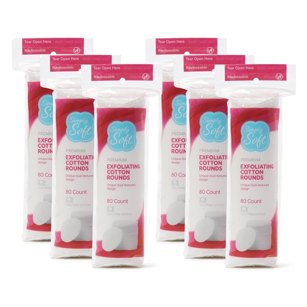 Medline Simply Soft Hypoallergenic Exfoliating Dual Textured Cotton Rounds Pads, 80 Count (Pack of 6) Medline Simply Soft Hypoallergenic Exfoliating Dual Textured Cotton Rounds Pads, 80 Count (Pack of 6)
