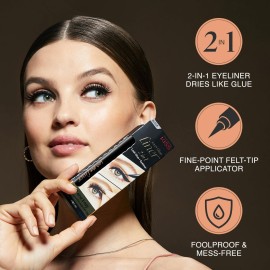 KISS Lash GLUEliner, 2-in-1 Felt-Tip Eyelash Adhesive and Eyeliner, Matte Finish, Foolproof Application, Easy Touch-Up, 0.03 Fl Oz.- Black, Packaging May Vary KISS Lash GLUEliner, 2-in-1 Felt-Tip Eyelash Adhesive and Eyeliner, Matte Finish, Foolproof Application, Easy Touch-Up, 0.03 Fl Oz.- Black, Packaging May Vary