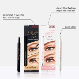 KISS Lash GLUEliner, 2-in-1 Felt-Tip Eyelash Adhesive and Eyeliner, Matte Finish, Foolproof Application, Easy Touch-Up, 0.03 Fl Oz.- Black, Packaging May Vary KISS Lash GLUEliner, 2-in-1 Felt-Tip Eyelash Adhesive and Eyeliner, Matte Finish, Foolproof Application, Easy Touch-Up, 0.03 Fl Oz.- Black, Packaging May Vary