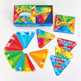 Gemz! Three Corner Card Game - Lose a Turn, Swap & Lose Cards, Wild Cards, Family-Friendly Fast Playing, 3 Cards to Start - Try to Collect 6 Gemz Cards of Same Color, 2-4 Players, Ages 4 and Up