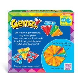 Gemz! Three Corner Card Game - Lose a Turn, Swap & Lose Cards, Wild Cards, Family-Friendly Fast Playing, 3 Cards to Start - Try to Collect 6 Gemz Cards of Same Color, 2-4 Players, Ages 4 and Up