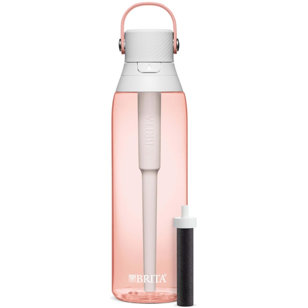 Brita Hard-Sided Plastic Premium Filtering Water Bottle, BPA-Free, Reusable, Replaces 300 Plastic Water Bottles, Filter Lasts 2 Months or 40 Gallons, Includes 1 Filter, Blush - 26 oz. Brita Hard-Sided Plastic Premium Filtering Water Bottle, BPA-Free, Reusable, Replaces 300 Plastic Water Bottles, Filter Lasts 2 Months or 40 Gallons, Includes 1 Filter, Blush - 26 oz.