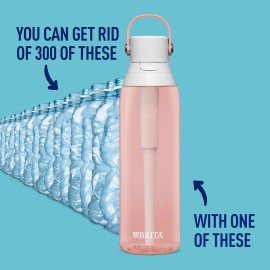Brita Hard-Sided Plastic Premium Filtering Water Bottle, BPA-Free, Reusable, Replaces 300 Plastic Water Bottles, Filter Lasts 2 Months or 40 Gallons, Includes 1 Filter, Blush - 26 oz. Brita Hard-Sided Plastic Premium Filtering Water Bottle, BPA-Free, Reusable, Replaces 300 Plastic Water Bottles, Filter Lasts 2 Months or 40 Gallons, Includes 1 Filter, Blush - 26 oz.