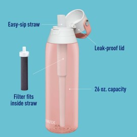 Brita Hard-Sided Plastic Premium Filtering Water Bottle, BPA-Free, Reusable, Replaces 300 Plastic Water Bottles, Filter Lasts 2 Months or 40 Gallons, Includes 1 Filter, Blush - 26 oz. Brita Hard-Sided Plastic Premium Filtering Water Bottle, BPA-Free, Reusable, Replaces 300 Plastic Water Bottles, Filter Lasts 2 Months or 40 Gallons, Includes 1 Filter, Blush - 26 oz.