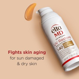 EltaMD UV Restore Tinted Sunscreen for Face SPF 40, Tinted Mineral Sunscreen for Sun Damaged Skin Repair Face, Anti Aging Zinc Oxide Moisturizer Formula, 1.7 oz EltaMD UV Restore Tinted Sunscreen for Face SPF 40, Tinted Mineral Sunscreen for Sun Damaged Skin Repair Face, Anti Aging Zinc Oxide Moisturizer Formula, 1.7 oz
