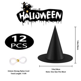 KSPOWWIN 12PCS Halloween Witch Hats Witch Costume Accessory, Black Witch Hat for Halloween Party Decoration KSPOWWIN 12PCS Halloween Witch Hats Witch Costume Accessory, Black Witch Hat for Halloween Party Decoration