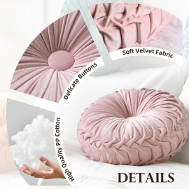 Teieas Round Throw Pillow Velvet Home Decoration Pleated Round Pillow Cushion for Couch Chair Bed Car Orange Teieas Round Throw Pillow Velvet Home Decoration Pleated Round Pillow Cushion for Couch Chair Bed Car Orange