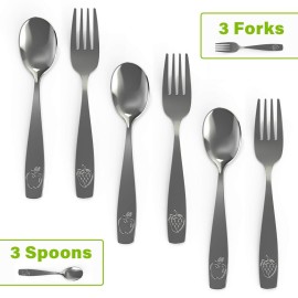 CHILLOUT LIFE Stainless Steel Kids Silverware Set 6 Pieces - Child and Toddler Safe Flatware - Kids Utensil Set - Metal Kids Cutlery Set (Includes 3 Small Kids Spoons & Kids 3 Forks) CHILLOUT LIFE Stainless Steel Kids Silverware Set 6 Pieces - Child and Toddler Safe Flatware - Kids Utensil Set - Metal Kids Cutlery Set (Includes 3 Small Kids Spoons & Kids 3 Forks)