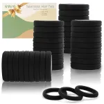 100PCS Black Hair Ties for Women, No Crease No Damage, Seamless Cotton Bands for Thick Thin Hair, Soft Ponytail Holders, Accessories for Girls