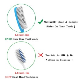 DR PEFECT Extra Hard & Firm Toothbrush Large Long Head Whitening Teeth Pack of 4 DR PEFECT Extra Hard & Firm Toothbrush Large Long Head Whitening Teeth Pack of 4